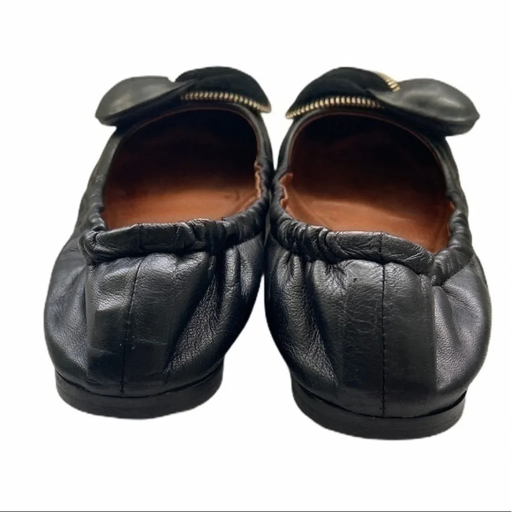 See By Chloe Clara Zipper Bow Black‎ Leather Ballet Flats